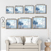 Light Blue Hydrangea Ocean Window Wall Print, Butterfly Seaside Scenery Canvas for Living Room Bathroom Decor