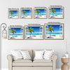 Open Window Tropical Beach Canvas Print, Coastal Ocean Horizontal Wall Art