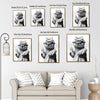 Funny Spa Otter Bathroom Wall Art, Otter With Shower Cap Bow Towel Soap Bottle Black White Canvas Print, Quirky Animal Restroom Wall Decor