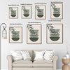 Set of 3 Sage Green Boho Abstract Leaf Geometric Arch Framed Wall Art Prints