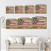 Retro Distressed American Baseball Flag Canvas Wall Art, Patriotic Baseball US Flag Canvas Painting for Sports Room Decor