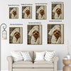 Whimsical Yorkie Bathroom Poster, Elegant Yorkshire Terrier With Lace Spa Towel Print, Humorous Restroom Wall Art For Dog Lovers