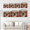 Patriotic Red Rose Colonial House American Flag Canvas Wall Art, Farmhouse Floral Front Porch Canvas Painting