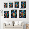 Magical Tree of Life Galaxy Reflection Canvas Wall Art, Colorful Rainbow Tree Lake Milky Way Starry Sky Vertical Print, Fantasy Cosmic Nature Landscape Wall Decor
