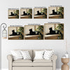 Vintage Black Cat Window Sill Framed Wall Art Print