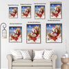 Santa Climbing Chimney With Reindeer Gift Sack Vintage Christmas Framed Wall Art