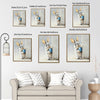 Peeking Grey Bunny Holding Blue Floral Easter Egg Canvas Wall Art