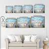 Underwater Starfish Seashell Blue Floral Canvas Print, Coastal Beach Horizontal Wall Art