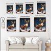 Christmas Lit Reindeer & Sleigh Framed Wall Art Winter Night Print