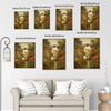Classical Painting Style Jesus Walking With Sheep On Floral Path Framed Canvas Wall Art, Inspirational Religious Farmhouse Decor