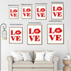 Valentine LOVE Red Lips Canvas Wall Art, Glossy 3D Style Red Letter & Lip Print Framed Canvas Print, Modern Romantic Bedroom Wall Decor