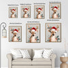 Cute Christmas Deer Santa Hat Framed Wall Art Watercolor Farmhouse Holiday Print