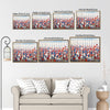 Red White Blue Wildflower White Picket Fence Canvas Wall Art, Patriotic Floral Farmhouse Framed Canvas Print, 4th of July Home Decor
