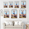 Blue Bow Bunny Easter Canvas Wall Art