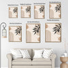 Set of 3 Neutral Boho Abstract Geometric Palm Leaf Framed Wall Art Prints