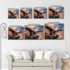 Bald Eagle American Flag Art Canvas Wall Art, Eagle Perched on Cannon Patriotic USA Canvas Print, Military Veteran Man Cave Wall Decor
