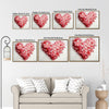 Valentine's Day Pink Red Layered Heart Canvas Wall Art, Romantic 3D Textured Love Heart Framed Canvas Print, Bedroom Couple Wall Decor