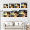 Tropical Palm Tree Beach Sunset Canvas Print, Golden Ocean Coastal Horizontal Wall Art