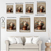 Vintage Bunny in Terracotta Pot Mixed Wildflowers Canvas Wall Art