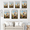 Easter Bunny Blue Bow Holding Egg Basket Wildflower Canvas Wall Art