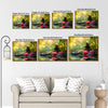 Serene Meditation Lotus Canvas Poster, Bokeh Green Nature Background Zen Stone Pile Artwork for Yoga Studio Bedroom Office Decor
