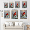 Red Cardinal Bird Framed Wall Art Vintage Oil Painting Christmas Winter Print