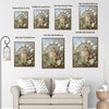 Vintage Lop Bunny White Rose Flower Wreath Canvas Wall Art
