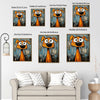 Abstract Orange Funny Dog Canvas Wall Art, Whimsical Big Eyed Cartoon Dog Painting, Modern Graffiti Style Pet Wall Decor for Living Room Bedroom