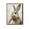 Vintage Bunny Eating Carrot Neutral Canvas Wall Art