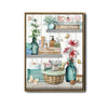 Rustic Bathroom Quote Wall Print, Please Seat Yourself Floral Shelf Art, Farmhouse Restroom Home Canvas Decor