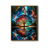 Magical Tree of Life Galaxy Reflection Canvas Wall Art, Colorful Rainbow Tree Lake Milky Way Starry Sky Vertical Print, Fantasy Cosmic Nature Landscape Wall Decor