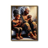 African American Grandmother Granddaughter Praying Canvas Print, Black Family Faith Religious Portrait Wall Art