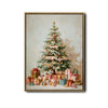 Pastel Christmas Tree & Gifts Framed Wall Art Vintage Oil Painting Print