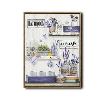 Rustic Lavender Butterfly Farmhouse Bathroom Multi‑Quote Framed Wall Art