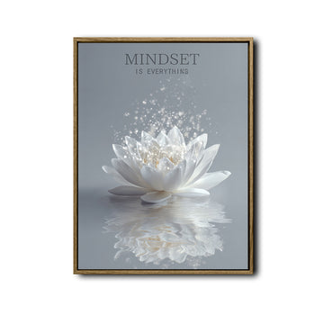 Minimalist Motivational Canvas Poster, Sparkling White Water Lily Reflection Inspirational Quote Wall Art for Home Workspace