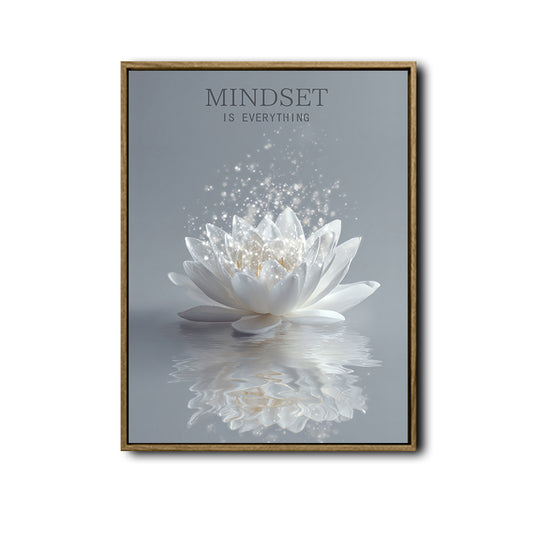Minimalist Motivational Canvas Poster, Sparkling White Water Lily Reflection Inspirational Quote Wall Art for Home Workspace