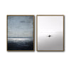 2 Piece Calm Sea Horizon Rowing Man Silhouette Canvas Prints Muted Tone Nordic Coastal Abstract Wall Art
