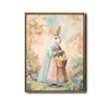Pastel Dress Easter Bunny Holding Egg Basket Garden Canvas Wall Art