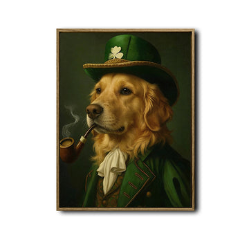 St Patrick's Day Golden Retriever Canvas Print