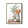 Watercolor Eucalyptus Kitchenware Still Life Framed Wall Art Print