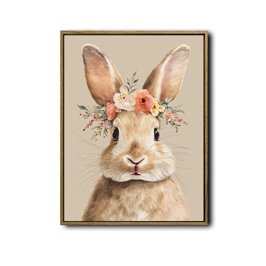 Floral Crown Rabbit Canvas Print