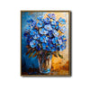 Blue Wildflowers Glass Vase Canvas Wall Art, Thick Brushstroke Impasto Oil Painting Floral Vertical Print, Modern Farmhouse Vibrant Flower Home Wall Decor