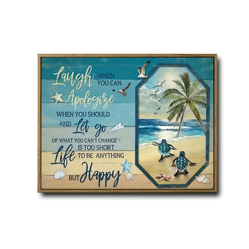 Coastal Turtle Inspirational Quote Beach Wall Canvas Art
