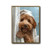 Cute Golden Doodle Bath Time Canvas Wall Art Funny Bathroom Decor