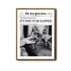 Retro Newspaper It's Time To Be Happier Wall Canvas, Ladies Toasting Champagne Statement Print, Funky Maximalist Home Wall Decor