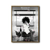 Glam Afro Woman Bathtub Canvas Print, Believe In Yourself Paris Eiffel Tower Motivational Bathroom Wall Art