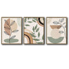Set of 3 Boho Abstract Leaf Geometric Rainbow Sage Green Framed Wall Art Prints