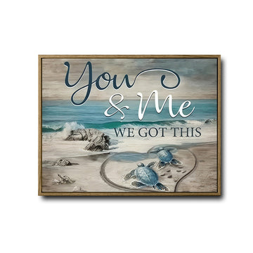 Coastal Sea Turtle Couple Wall Art with Inspirational Quote