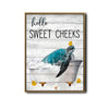 Hello Sweet Cheeks Sea Turtle Canvas, Rustic Funny Bathroom Wall Decor