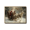 Retro Christmas Santa & White Reindeer Canvas Wall Decor